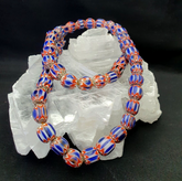Blue and red color  Chevrons venetian Beads African Necklace 11-11.5mm